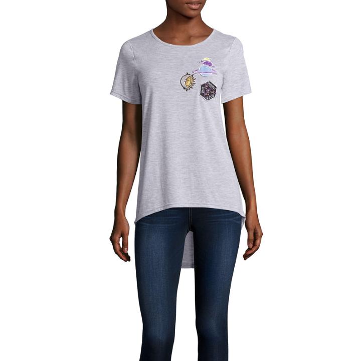 Short-sleeve High-low-hem Patch Tee - Juniors