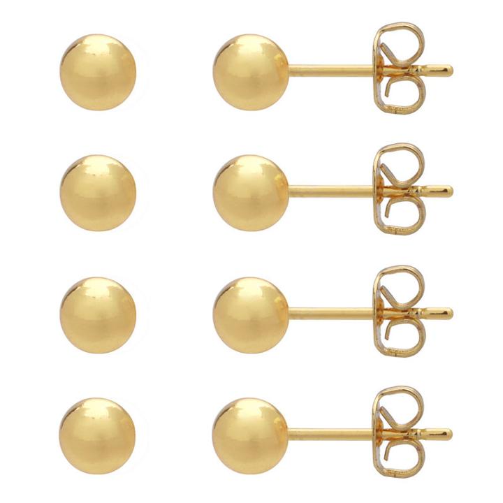 Silver Treasures 4 Pair Gold Over Silver Earring Sets
