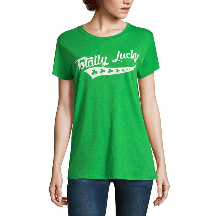 City Streets Totally Lucky Graphic T-shirt- Juniors