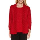Alfred Dunner Tis The Season 3/4 Sleeve Layered Sweater