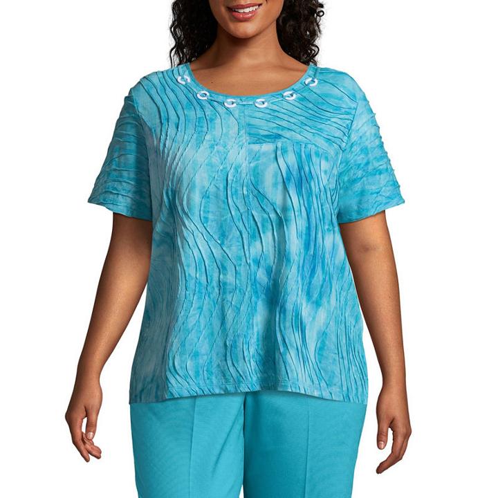 Alfred Dunner Turks & Caicos Spliced Stripe Tee- Plus