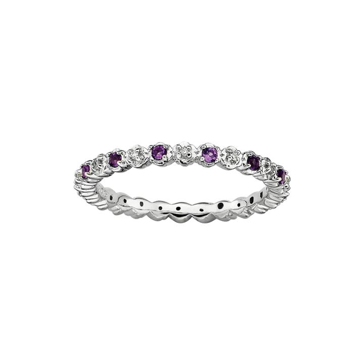 Personally Stackable Genuine Amethyst And Diamond-accent Eternity Ring