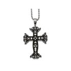 Mens Stainless Steel Black Ion-plated Cut-out Cross Pendant