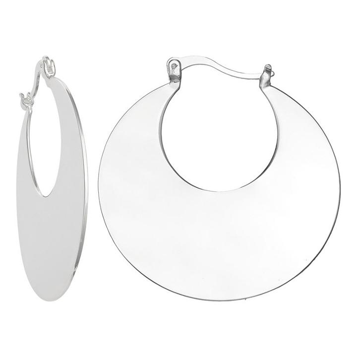 Silver Reflections Silver Plated 40mm Polished Mn Pure Silver Over Brass 40mm Round Hoop Earrings