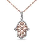 Womens 1/5 Ct. T.w. White Diamond 14k Rose Gold Pendant Necklace