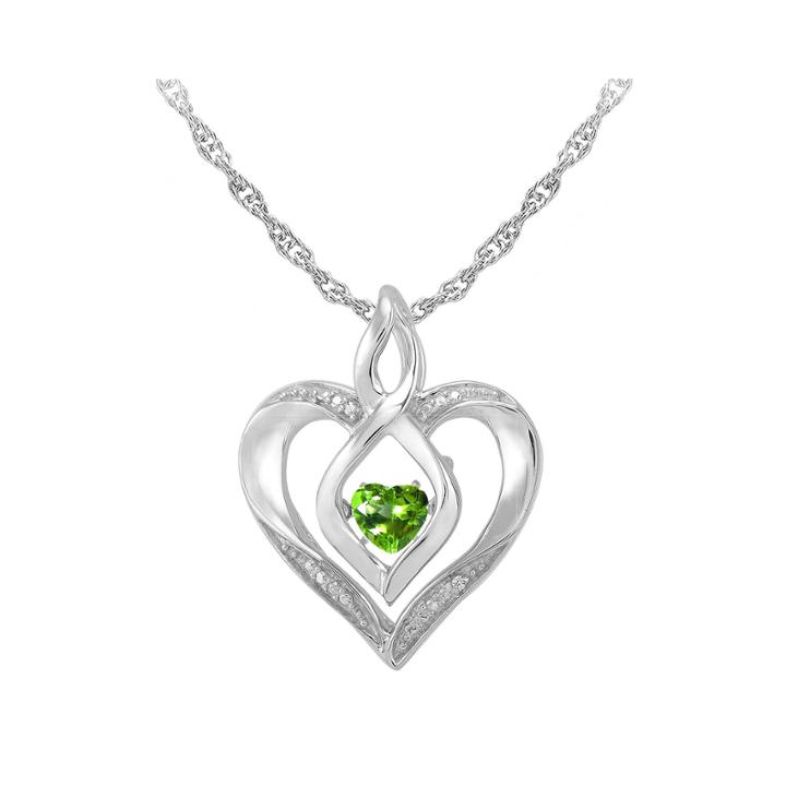 Love In Motion&trade; Genuine Peridot And Diamond-accent Heart Pendant Necklace