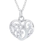 Silver Treasures Womens Heart Pendant Necklace