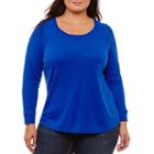 Liz Claiborne Long Sleeve Crew Neck T-shirt-womens Plus