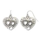 Aris By Treska Etched Metal Heart Drop Earrings