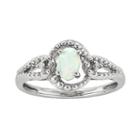 Womens Diamond Accent Lab Created Opal White Sterling Silver Halo Ring