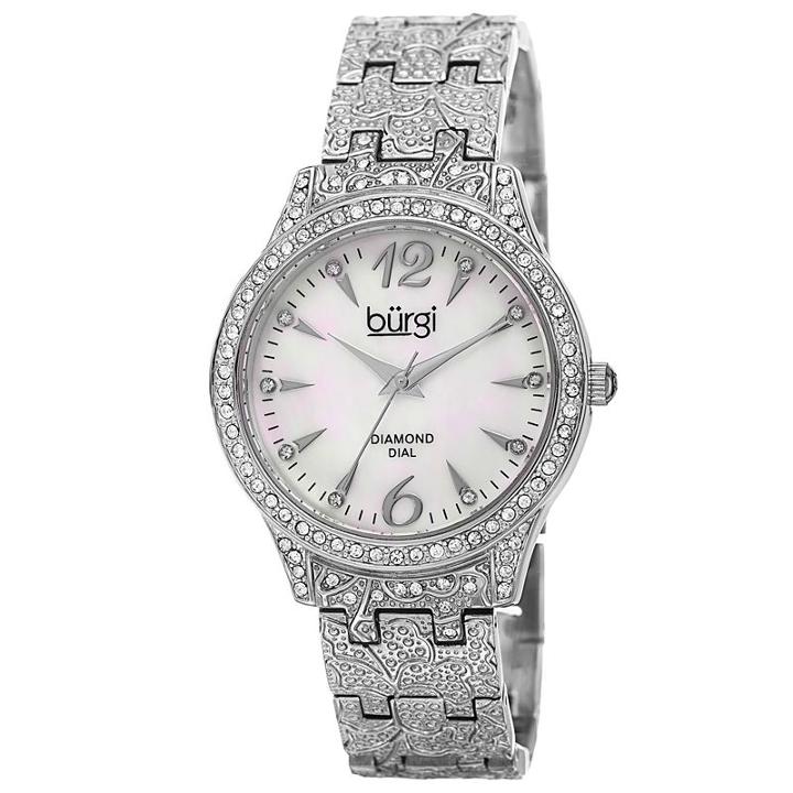 Burgi Womens Silver Tone Strap Watch-b-127ss
