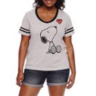 Short Sleeve V Neck Peanuts Graphic T-shirt