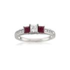 Womens 1 Ct. T.w. Princess Diamond 14k Gold 3-stone Ring