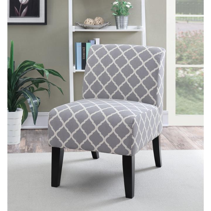 Parma Gray Quatrefoil Slipper Accent Chair