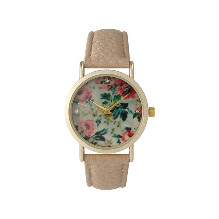Olivia Pratt Womens Floral Dial Blush Strap Watch 14977