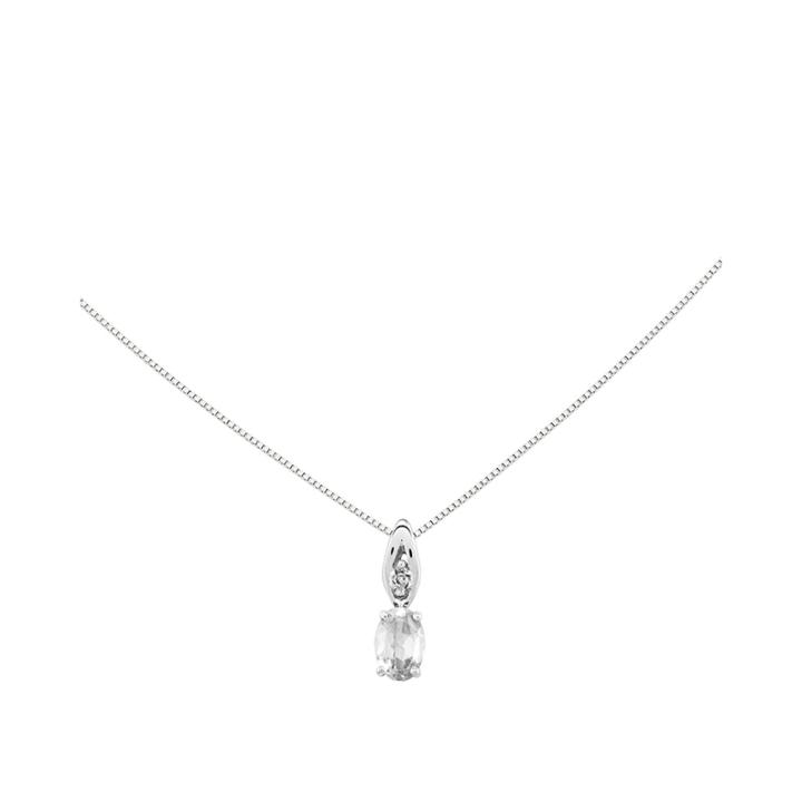 Genuine White Topaz Diamond-accent 14k White Gold Pendant Necklace
