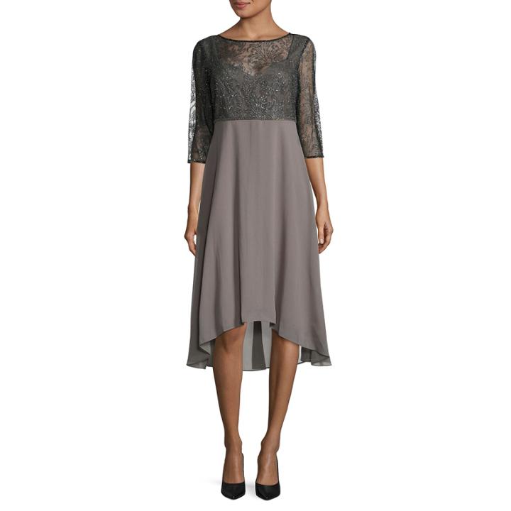 Maya Brooke 3/4 Sleeve Fit & Flare Dress
