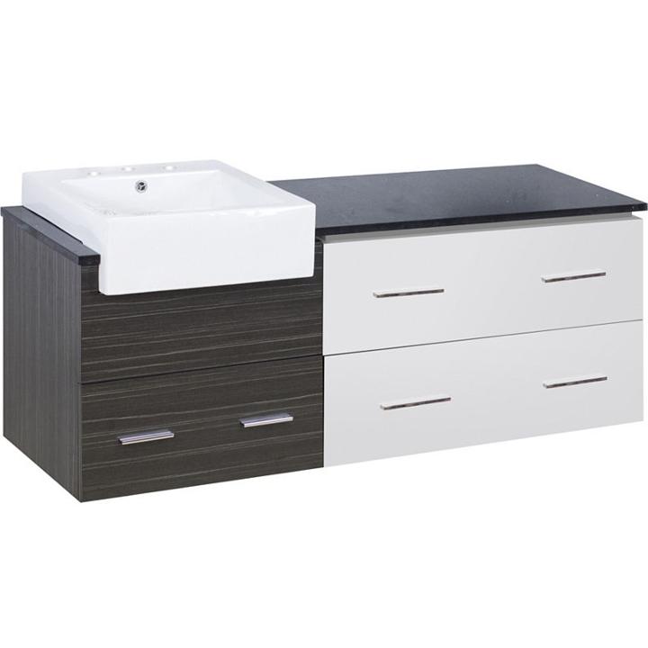 60.75-in. W Wall Mount Dawn Grey Vanity Set For 3h8-in. Drilling Black Galaxy Top