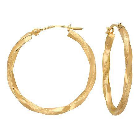 14k Gold Square-twist Hoop Earrings 25mm