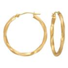 14k Gold Square-twist Hoop Earrings 25mm
