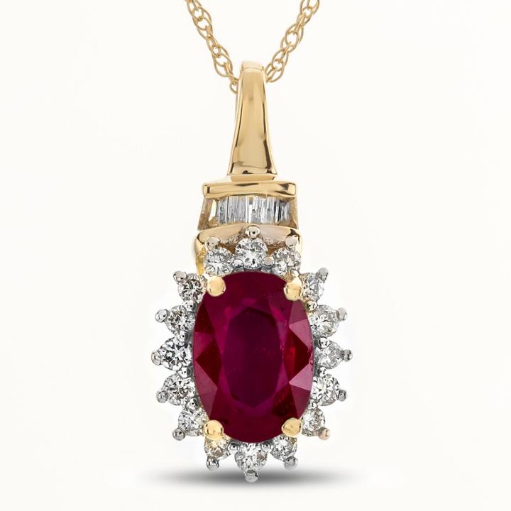 Womens 1/5 Ct. T.w. Red Ruby 10k Gold Pendant Necklace