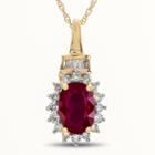 Womens 1/5 Ct. T.w. Red Ruby 10k Gold Pendant Necklace