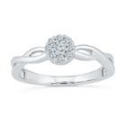 Promise My Love Womens 1/6 Ct. T.w. Genuine Baguette White Diamond Gold Over Silver Promise Ring
