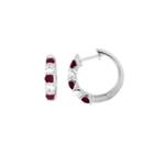 Red Lead Glass-filled Ruby In Sterling Silver Hoop Earrings