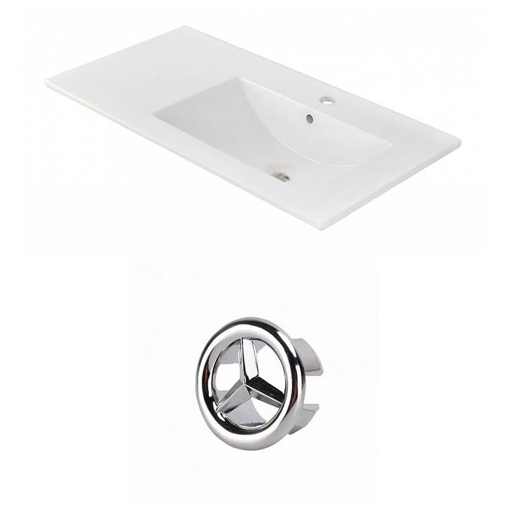 35.5-in. W 1 Hole Ceramic Top Set In White Color