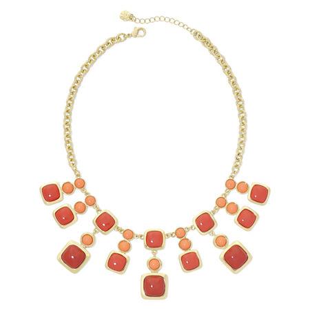 Monet Coral And Red Stone Gold-tone Drama Necklace