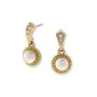 1928 Vintage Inspirations White Round Drop Earrings