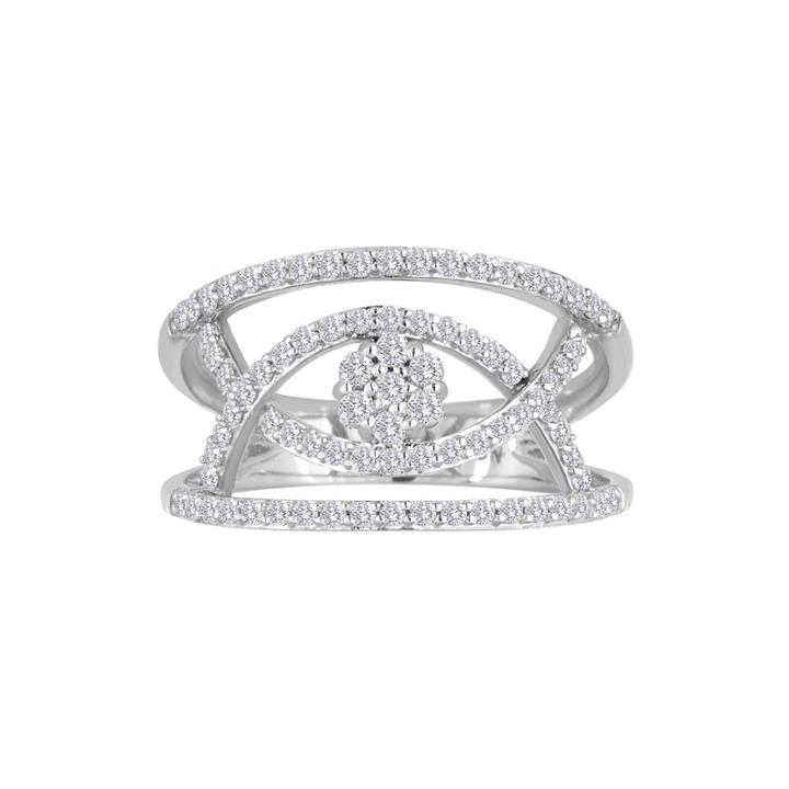 Diamond Blossom 1/2 Ct. T.w. Diamond Sterling Silver Open Orbit Ring