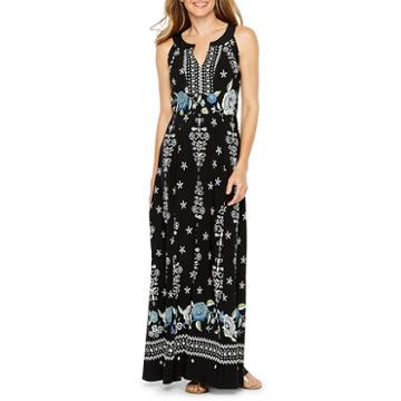 Rabbit Rabbit Rabbit Design Sleeveless Lace Maxi Dress