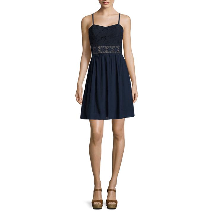 By & By Spaghetti-strap Illusion-waist Dress - Juniors