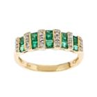 Womens Diamond Accent Green Emerald 10k Gold Band