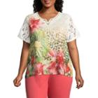 Alfred Dunner Parrot Cay Tropical Skin Tee - Plus