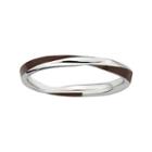 Personally Stackable Sterling Silver Twisted Brown Enamel Ring
