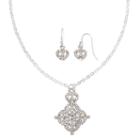 Liz Claiborne Crystal Quatrefoil Necklace And Earring Set