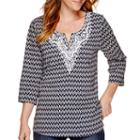 St. John's Bay 3/4-sleeve Embroidered Tunic Top - Tall