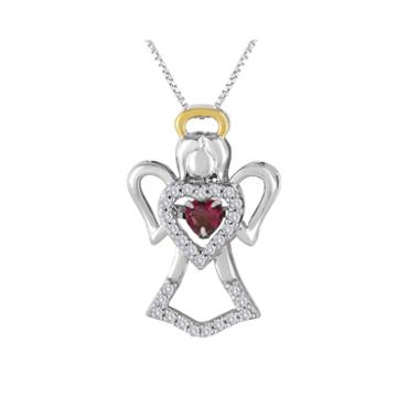 Love In Motion&trade; Lab-created Ruby And Lab-created White Sapphire Angel Pendant Necklace