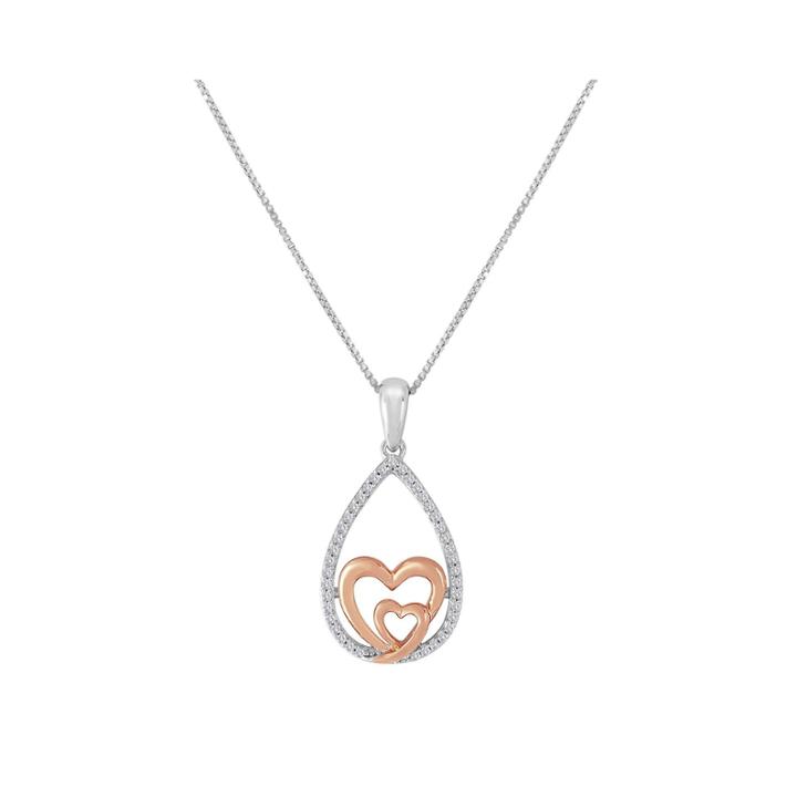 Forevermine 1/10 Ct. T.w. Diamond Two-tone Heart Pendant