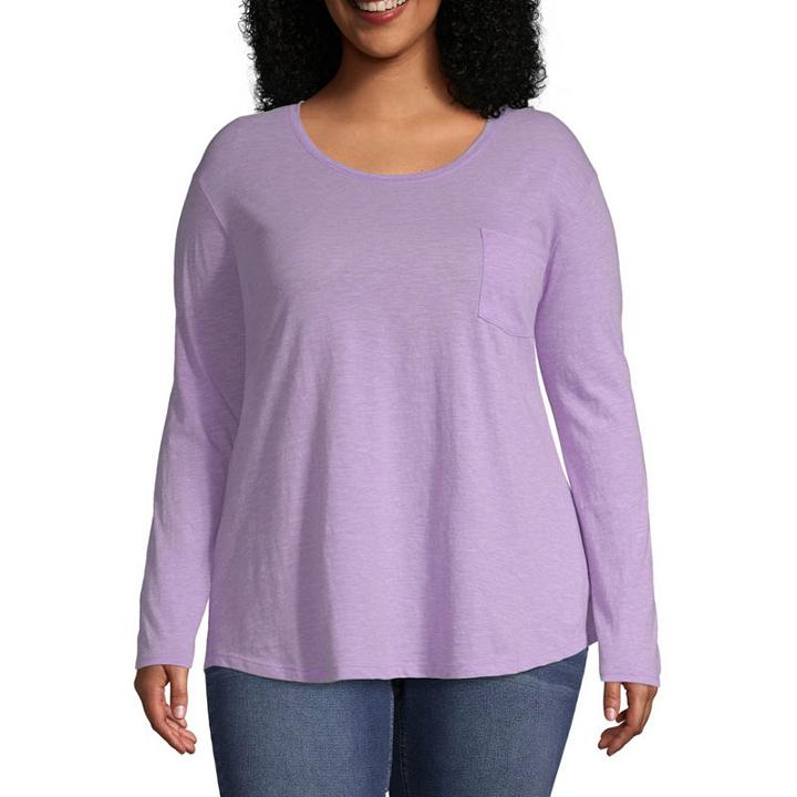 A.n.a Long Sleeve Pocket T-shirt - Plus