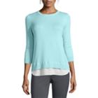 Stylus&trade; 3/4-sleeve Split-back Layered Sweater - Tall