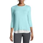 Stylus&trade; 3/4-sleeve Split-back Layered Sweater - Tall