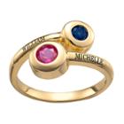Personalized Womens Crystal Multi Color 18k Gold Over Silver Cocktail Ring