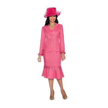 Giovanna Collection Women's 2-pc Brocade Notch Collar Skirt Suit