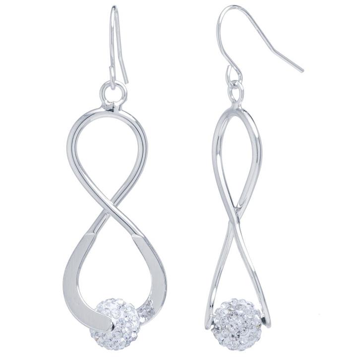Sparkle Allure Clear Silver Over Brass Crystal Drop Earrings