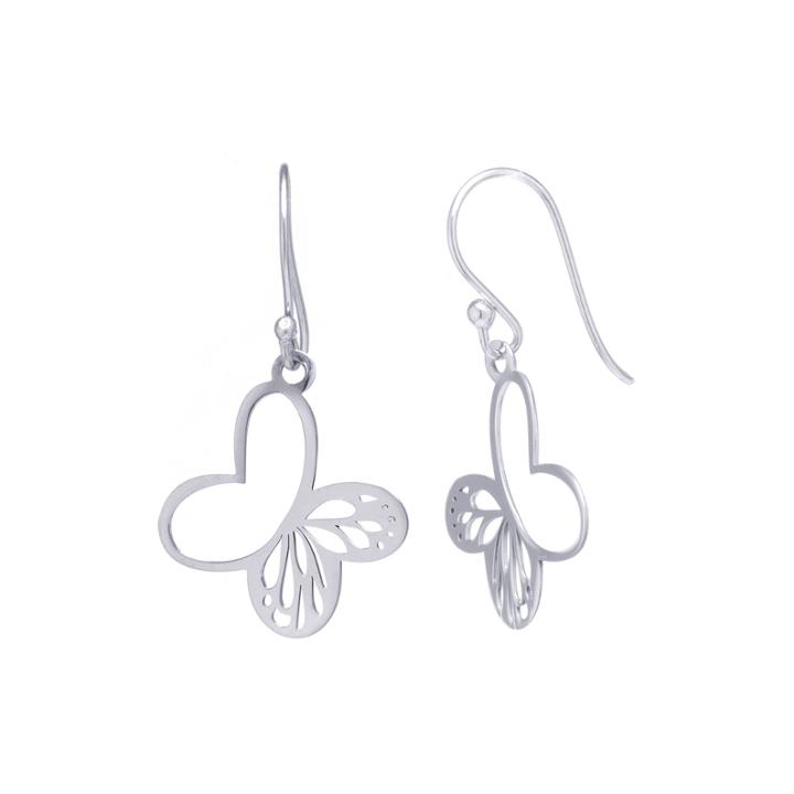 Sterling Silver Cutout Butterfly Drop Earrings