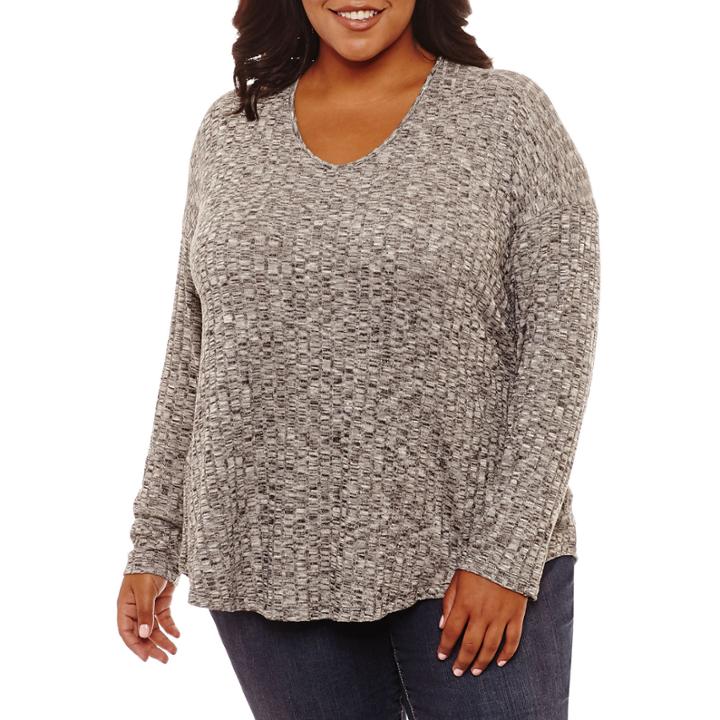 A.n.a Long Sleeve T-shirt-womens Plus