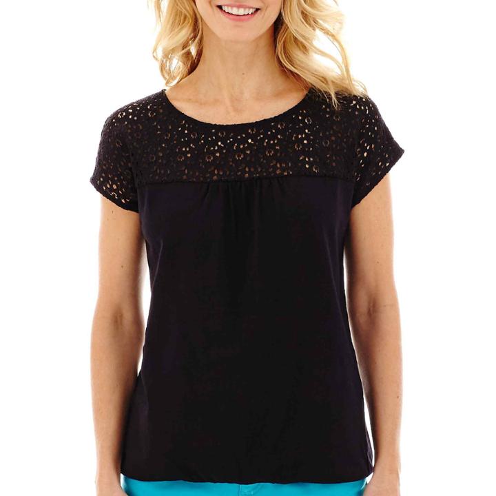 St. Johns Bay Short-sleeve Lace Top